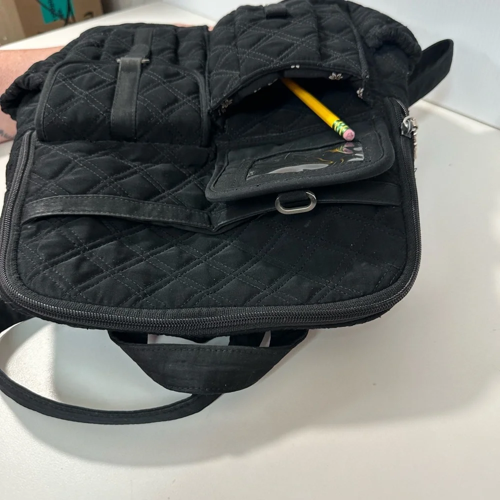 Vera Bradley Black Quilted Campus Back-pack Microfiber - Picture 8 of 14
